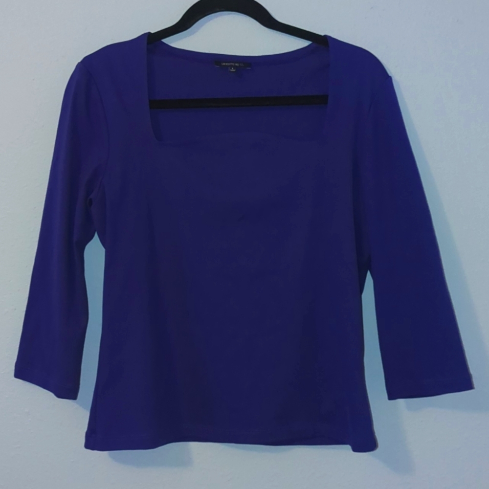 Lafayette 148 Purple 3/4 Sleeve Top